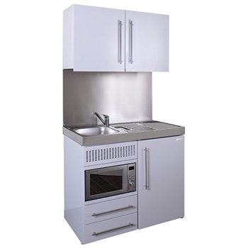 1000mm Commercial Eyeline Silver Mini Kitchen with Wall Cupboards